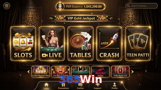 Main screen of 365Win casino page for PK players