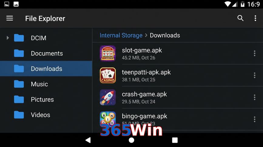 Main screen of 365Win gameapk page for PK players