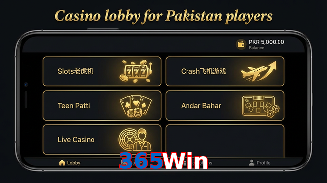 Lobby view of 365Win for Pakistan users